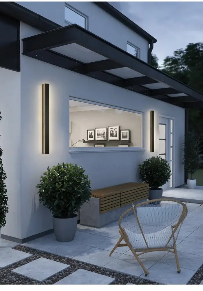 Modern minimalist black waterproof led long wall light outdoor sconce