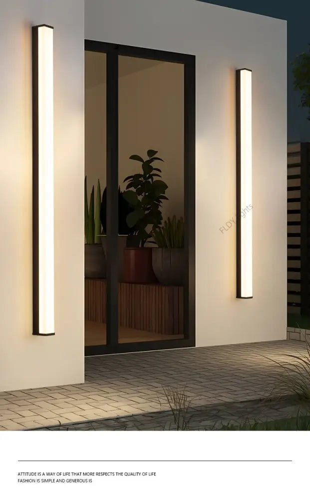 Modern minimalist black long strip led wall light outdoor sconce