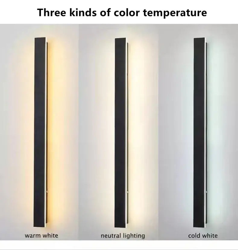 Modern minimalist black waterproof led long wall light outdoor sconce