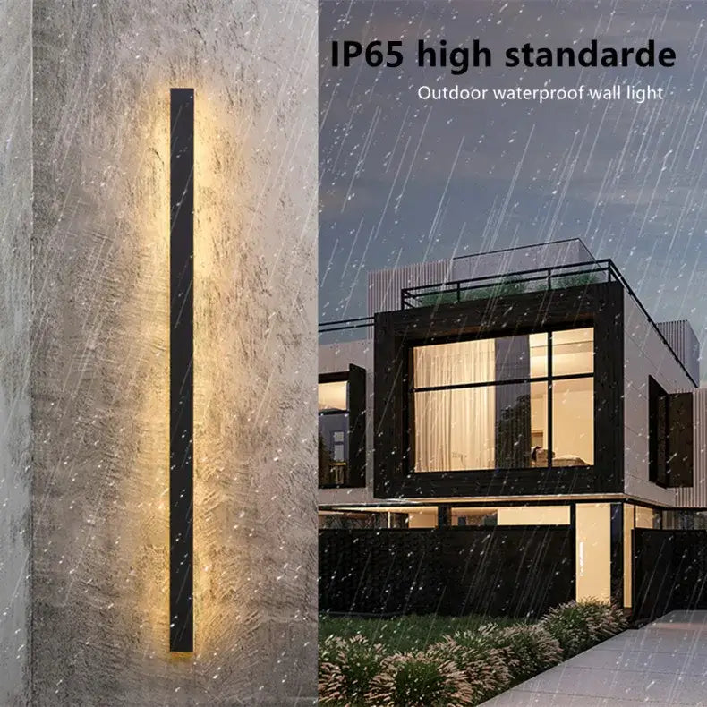 Modern minimalist black waterproof led long wall light outdoor sconce