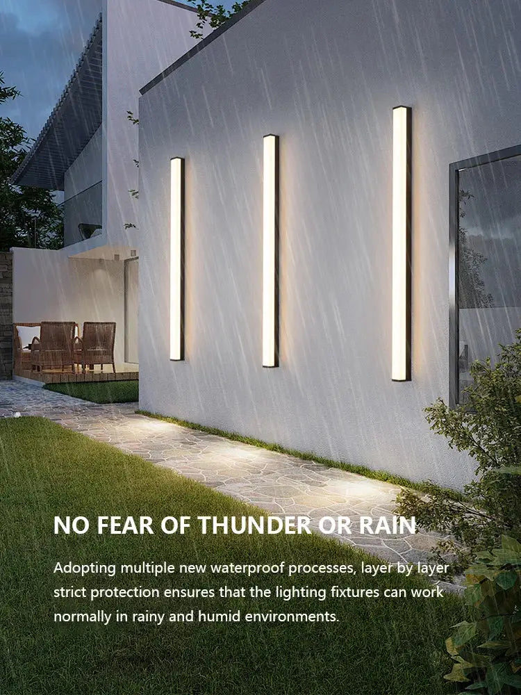 Modern minimalist black long strip led wall light outdoor sconce