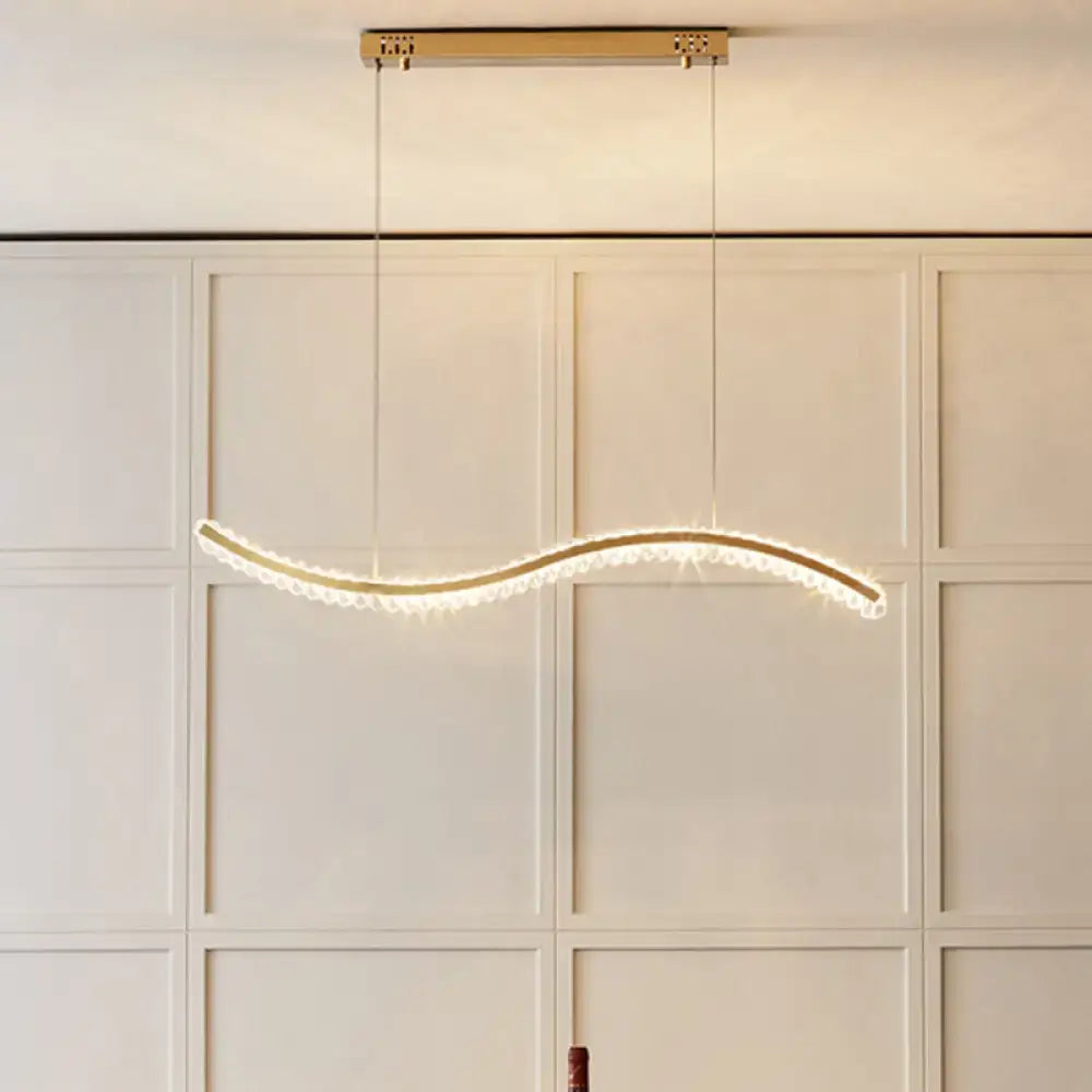 Modern gold wavy k9 crystal pendant light for dining room