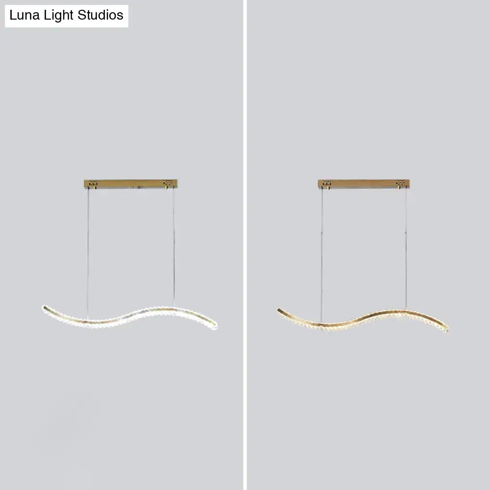 Modern gold wavy k9 crystal pendant light for dining room