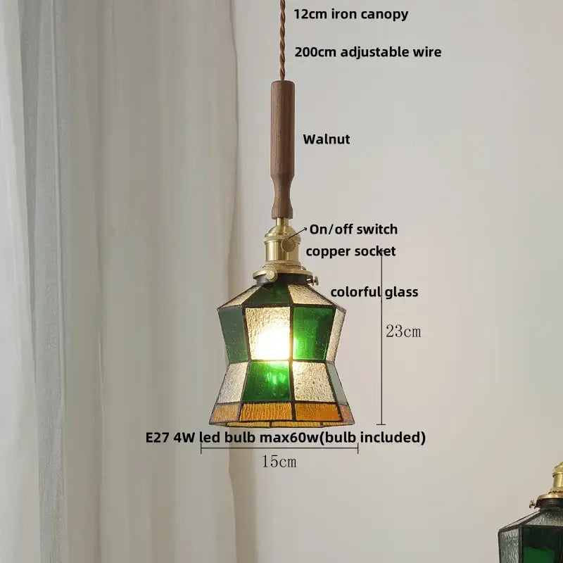 Vintage cream ribbed white ceramic led pendant light kitchen wood accent