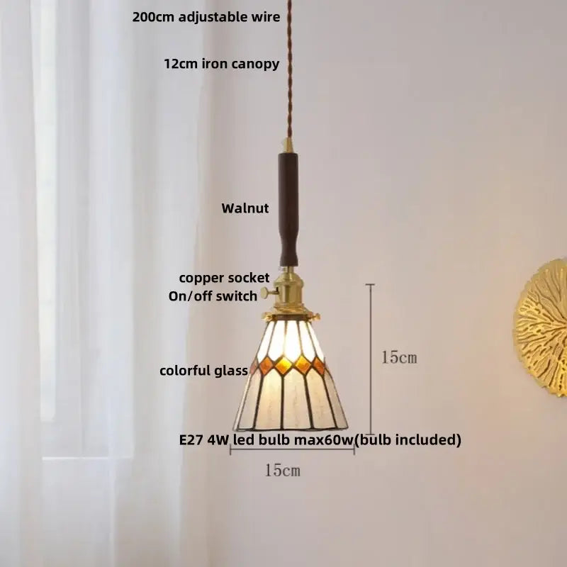 Vintage cream ribbed white ceramic led pendant light kitchen wood accent