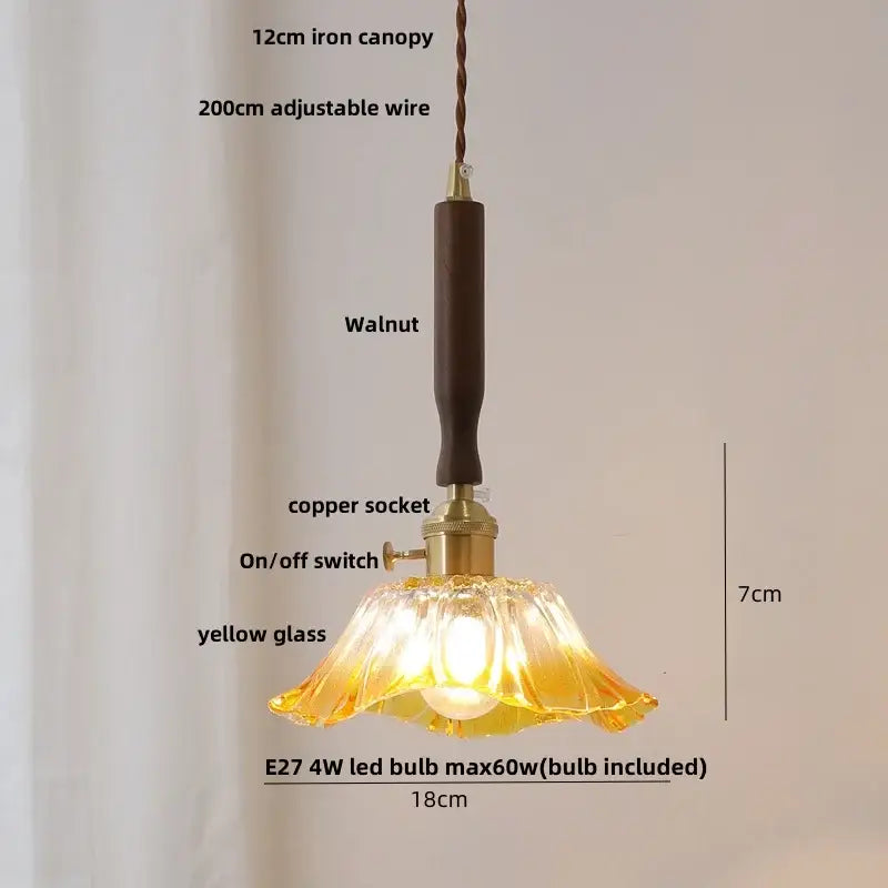 Vintage cream ribbed white ceramic led pendant light kitchen wood accent