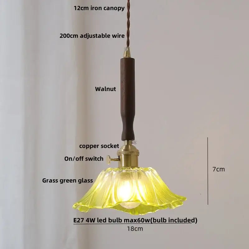 Vintage cream ribbed white ceramic led pendant light kitchen wood accent