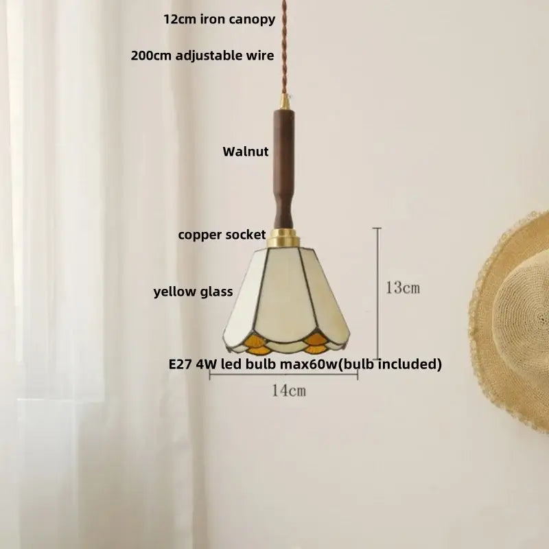 Vintage cream ribbed white ceramic led pendant light kitchen wood accent
