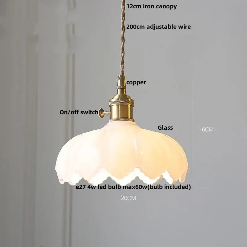 Vintage walnut and white glass led pendant light kitchen lighting
