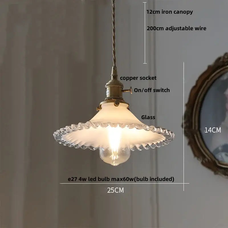 Vintage walnut and white glass led pendant light kitchen lighting