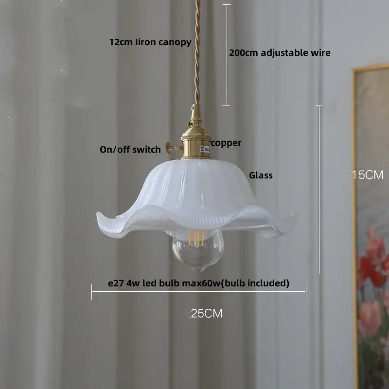 Vintage walnut and white glass led pendant light kitchen lighting
