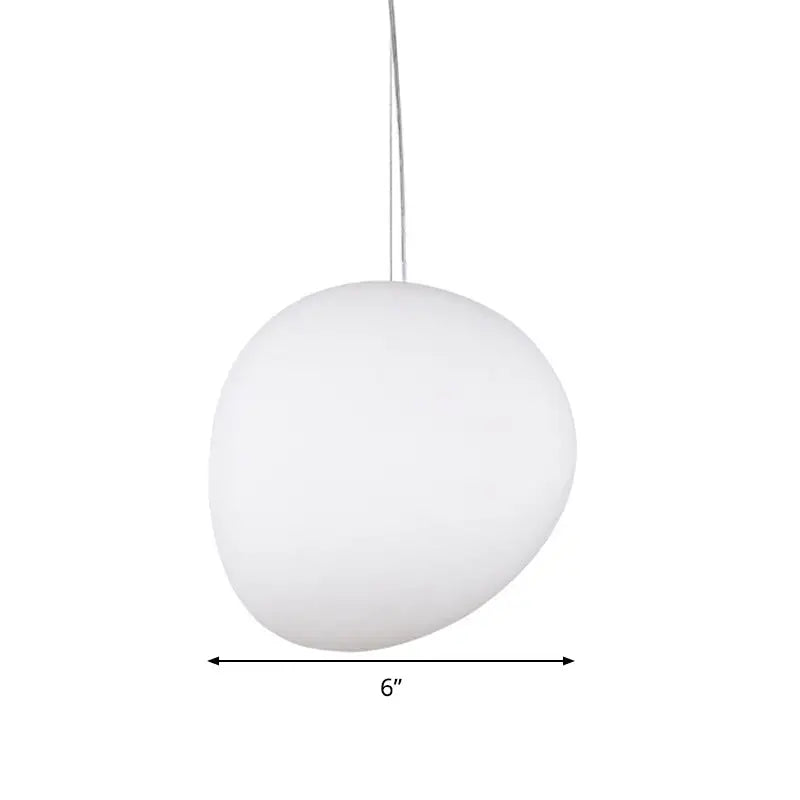 Modern white glass oval pendant light for dining room