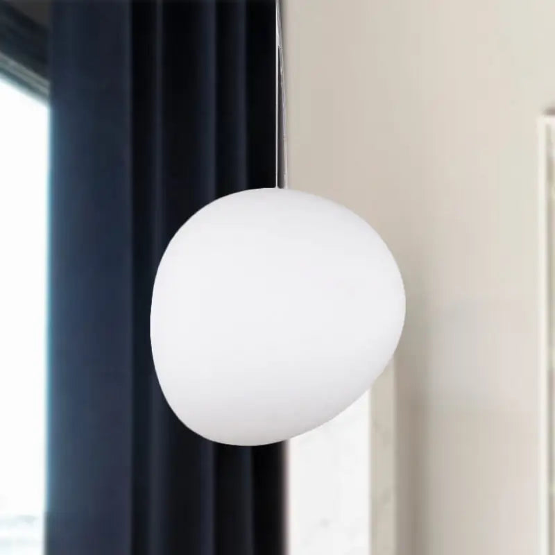 Modern white glass oval pendant light for dining room