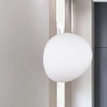 Modern white glass oval pendant light for dining room