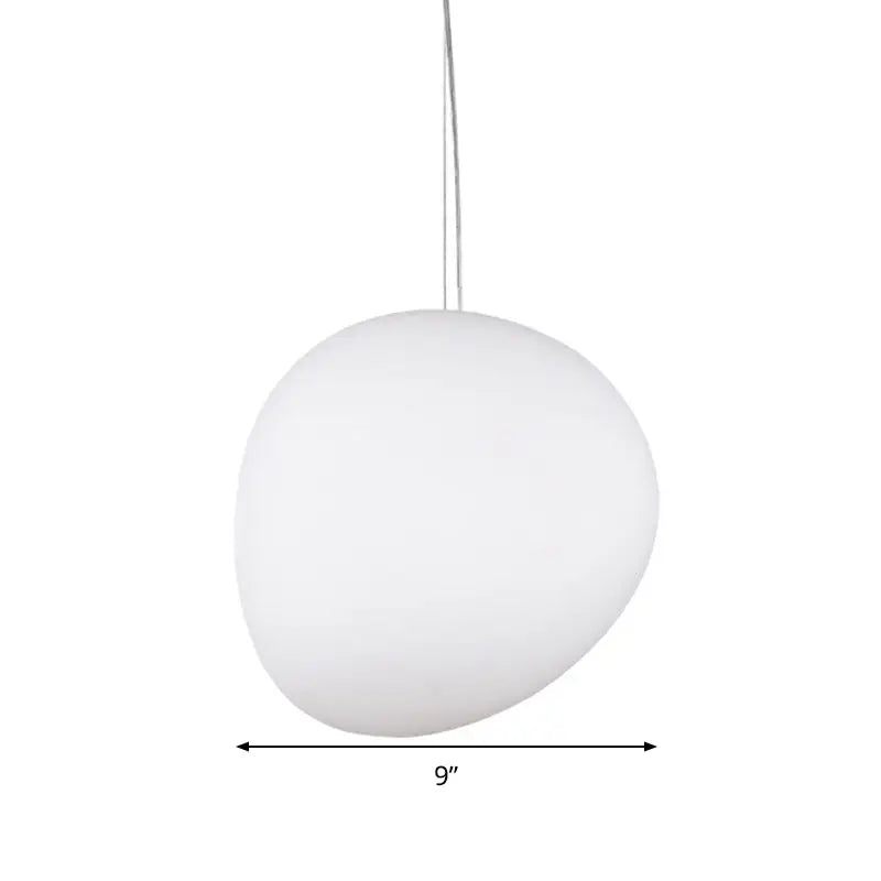 Modern white glass oval pendant light for dining room