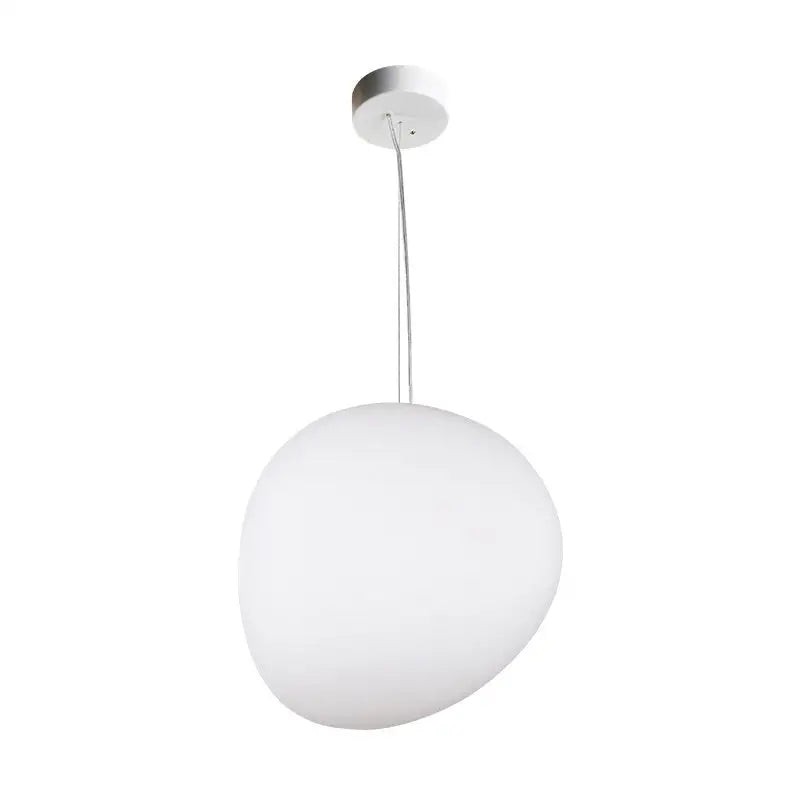 Modern white glass oval pendant light for dining room