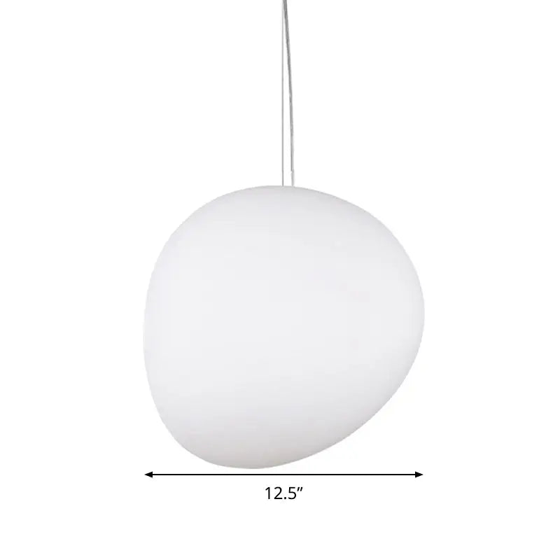 Modern white glass oval pendant light for dining room
