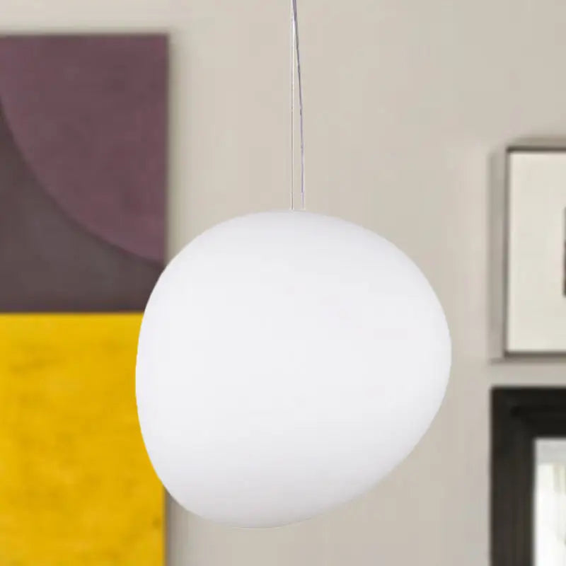 Modern white glass oval pendant light for dining room