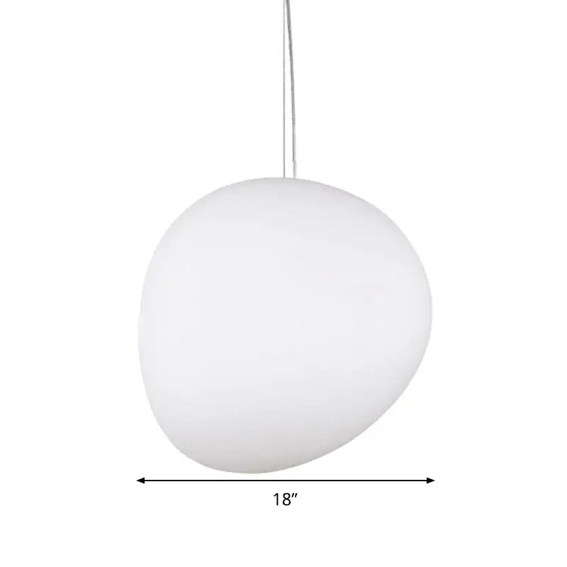Modern white glass oval pendant light for dining room