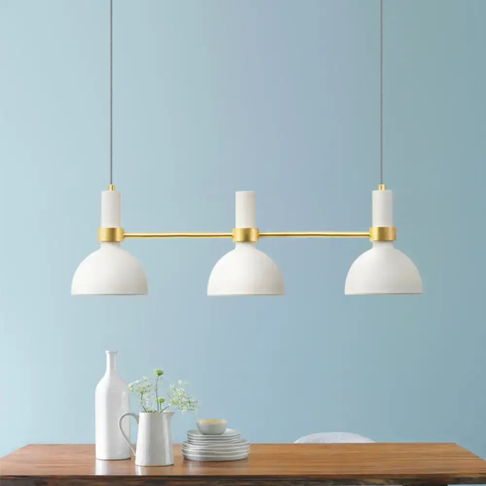 Modern white and gold ceramic island pendant light kitchen 3 downlights