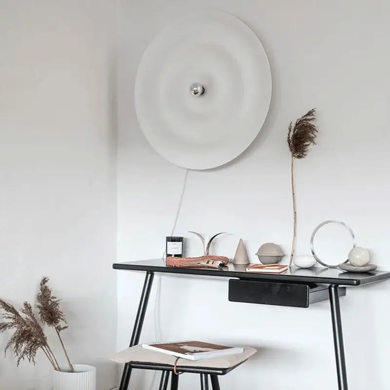 White nordic bauhaus round ceramic wall sconce bedroom light