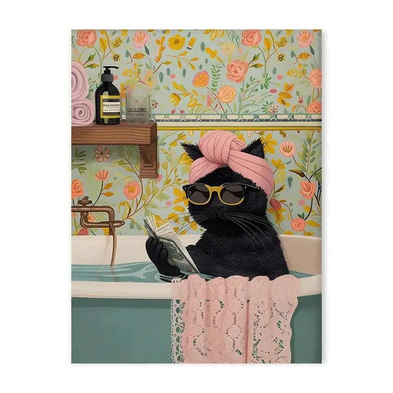 Pink tiger convertible wildlife bathroom canvas painting