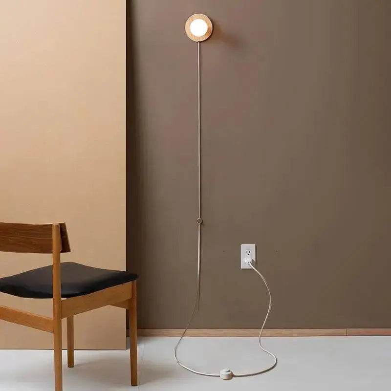 Minimalist wood plug-in wall sconce bedroom reading light