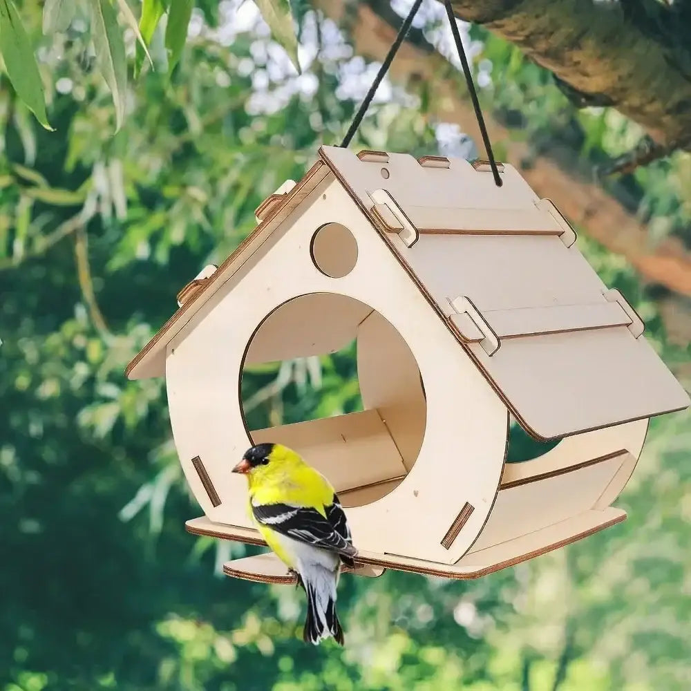 Natural light wood diy bird feeders garden outdoor aviary