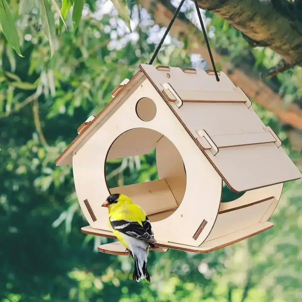 Natural light wood diy bird feeders garden outdoor aviary