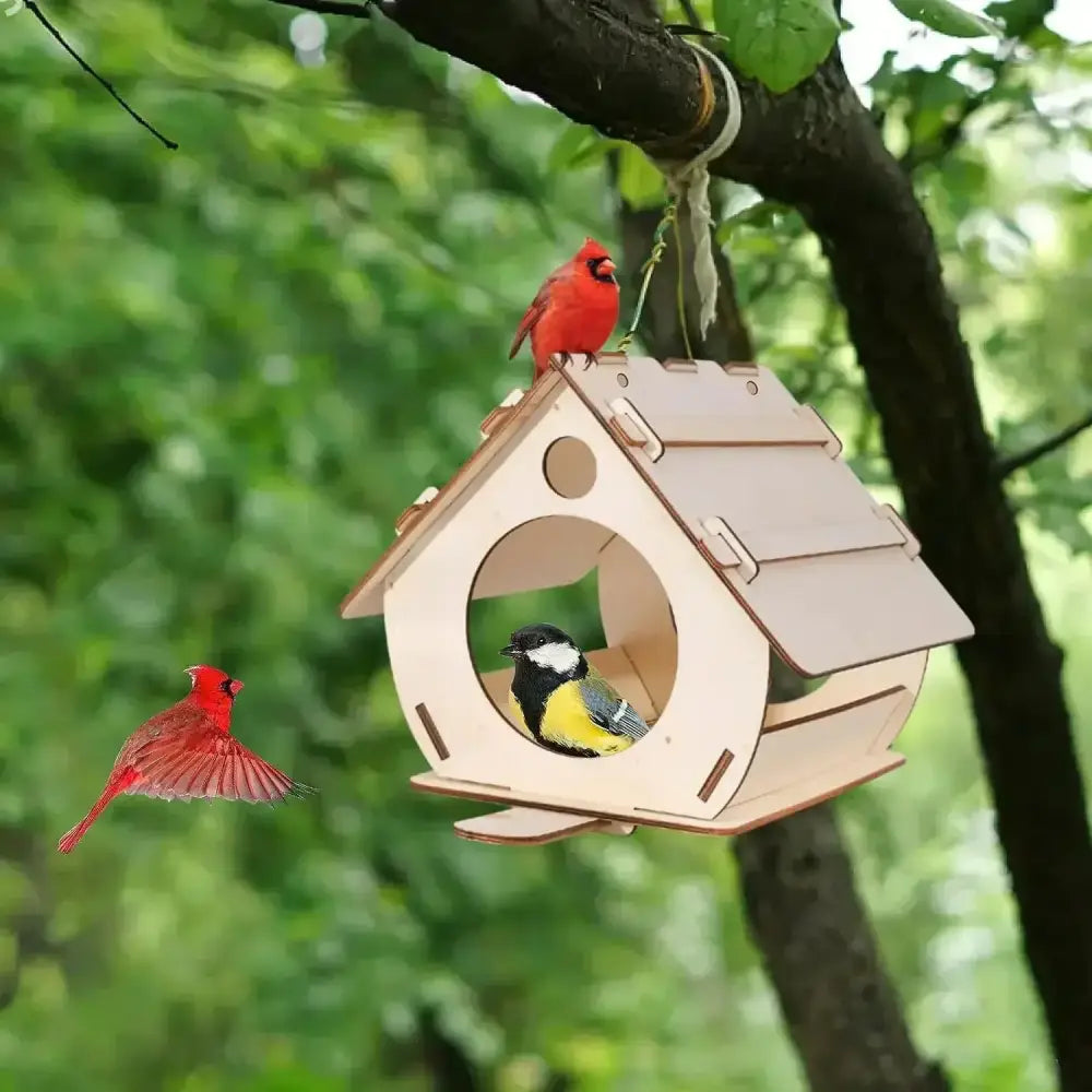 Natural light wood diy bird feeders garden outdoor aviary