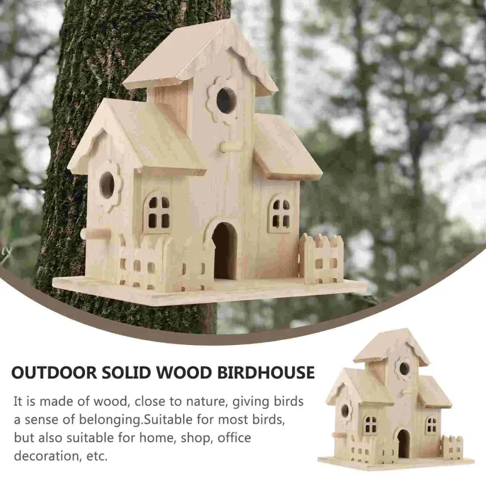 Multi gabled light wood bird nest box garden decor