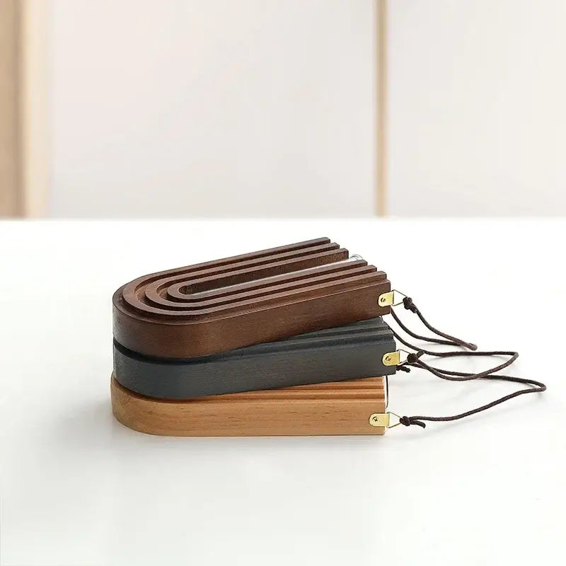 Modern grooved wooden flower vase wall mount set living room decor