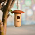 Mushroom wooden hanging hummingbird house outdoor garden decor