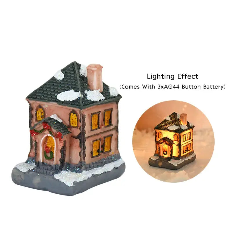 Rustic snow dusted wooden led light house living room decor