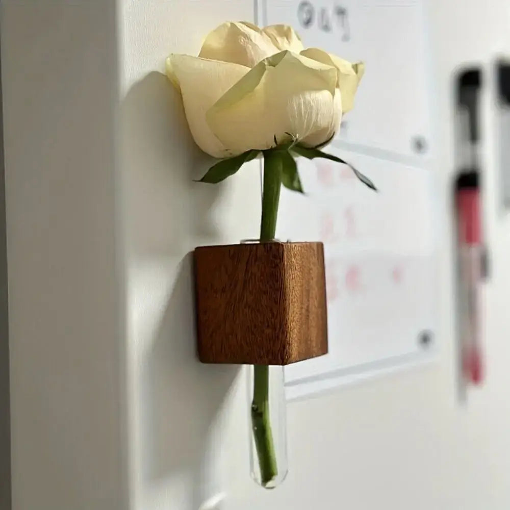 Modern dark wood magnetic test tube vase living room wall decor