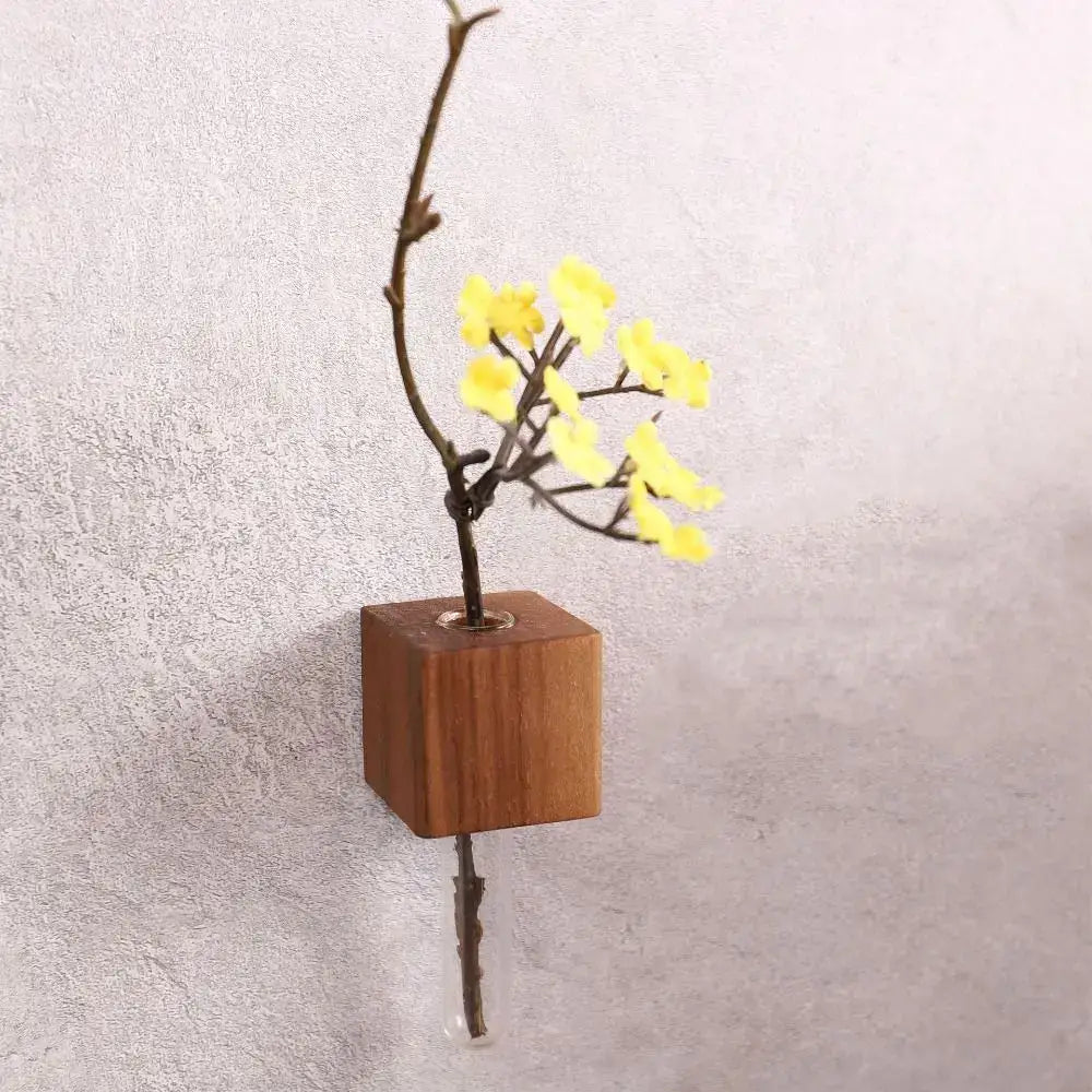 Modern dark wood magnetic test tube vase living room wall decor