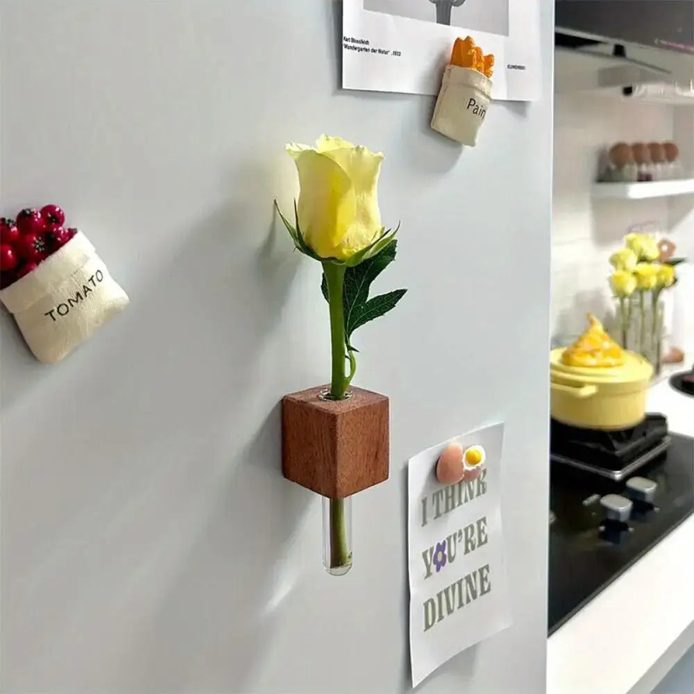 Modern dark wood magnetic test tube vase living room wall decor