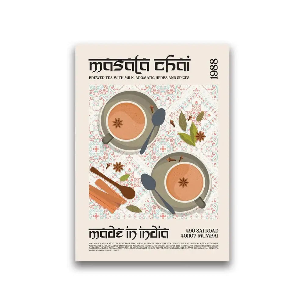 Beige masala chai world cuisine food canvas print for kitchen decor