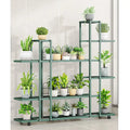 White wrought iron plant stand with wheels living room shelf