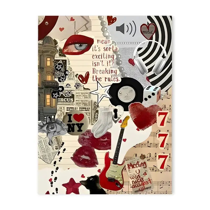 Y2k rock black & silver lana del rey canvas poster bedroom decor