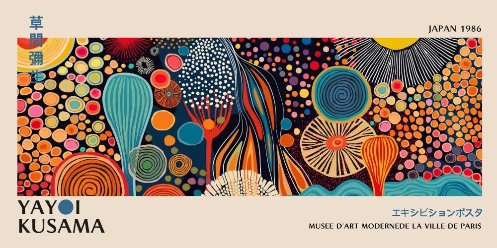 Vibrant polka dot yayoi kusama flower postcard set living room wall art