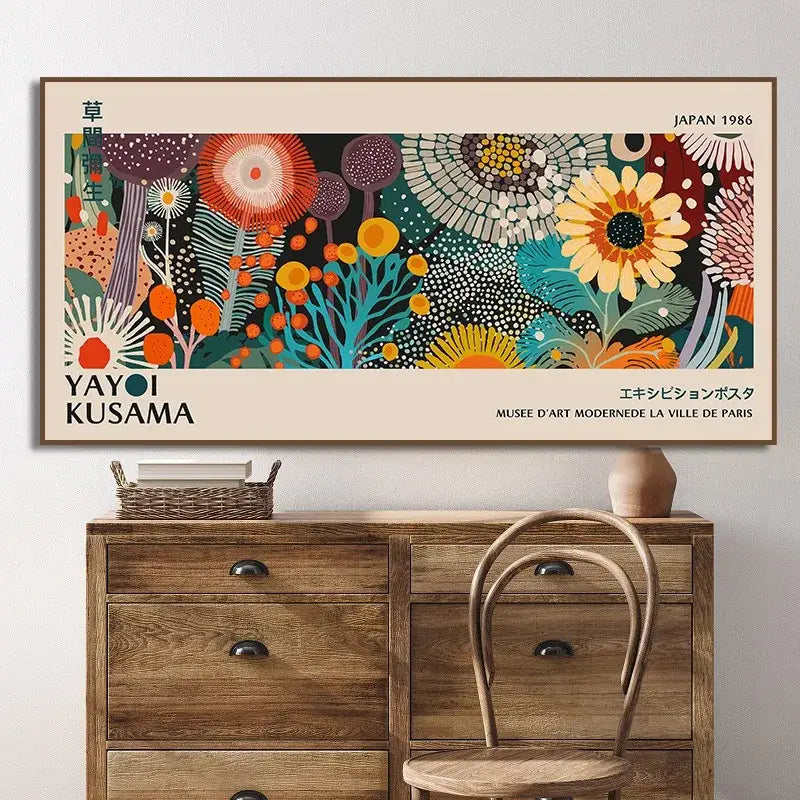 Vibrant polka dot yayoi kusama flower postcard set living room wall art