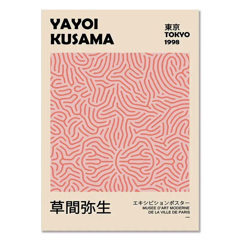 Minimalist yayoi kusama floral canvas wall art living room set