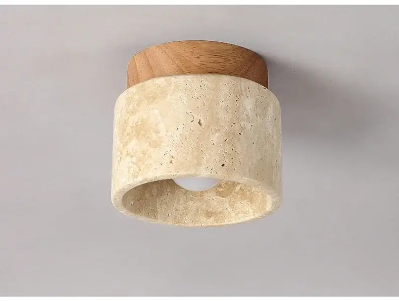 Yellow marble ceiling light beige fabric and wood for living room