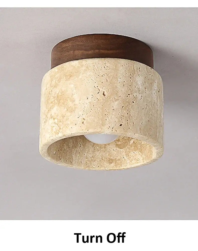 Yellow marble ceiling light beige fabric and wood for living room
