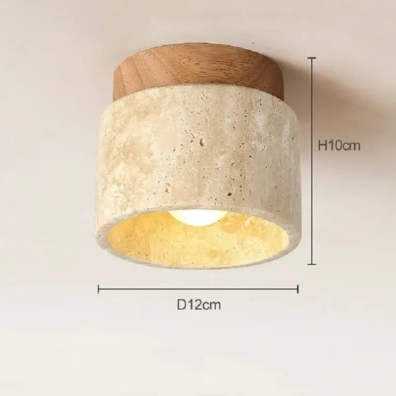 Yellow marble ceiling light beige fabric and wood for living room