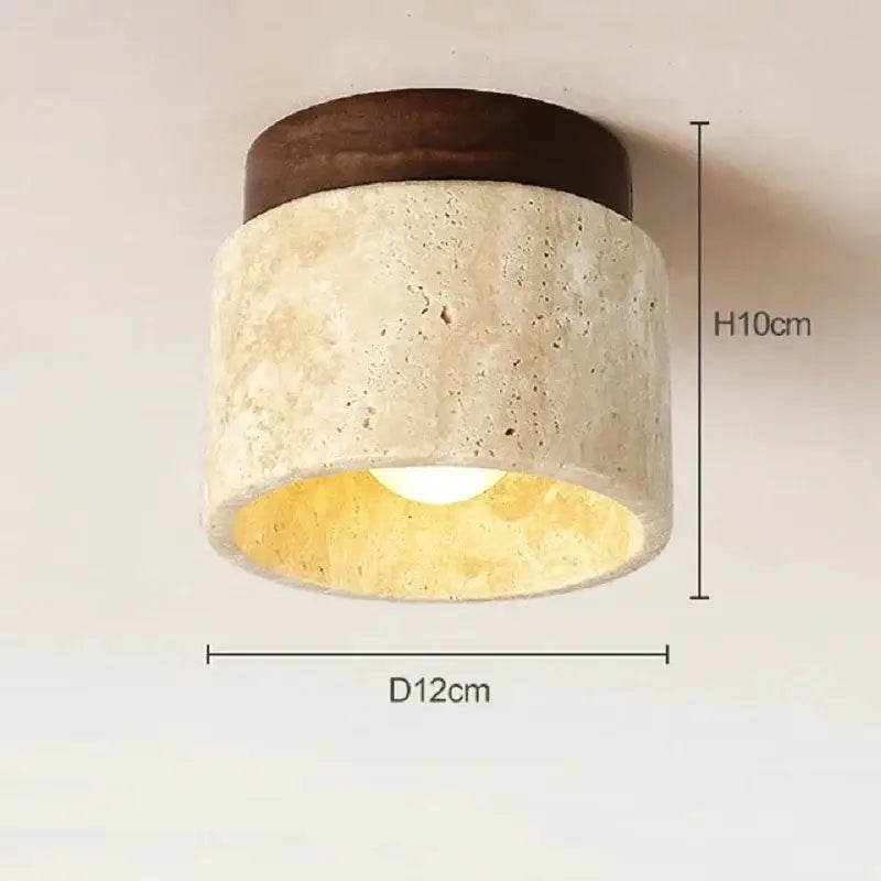 Yellow marble ceiling light beige fabric and wood for living room