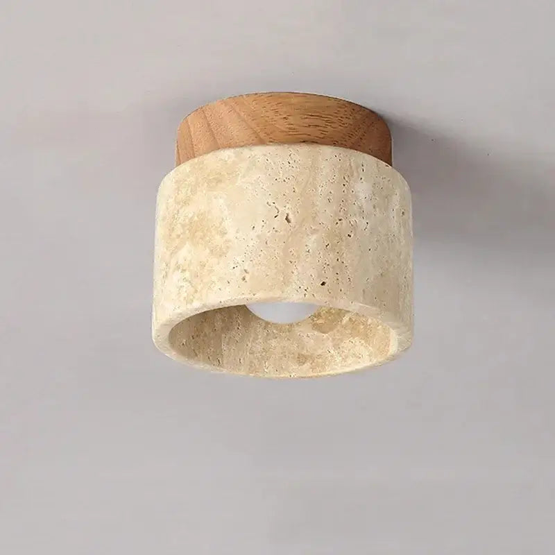 Yellow marble ceiling light beige fabric and wood for living room