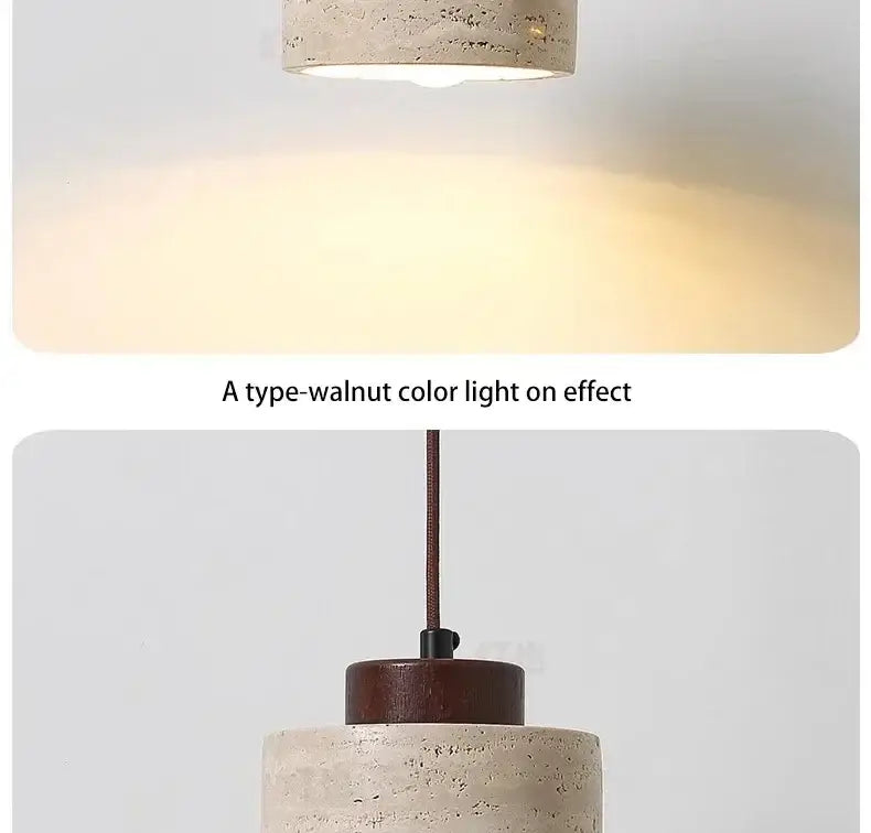 Retro off white stone led pendant – dining room chandelier