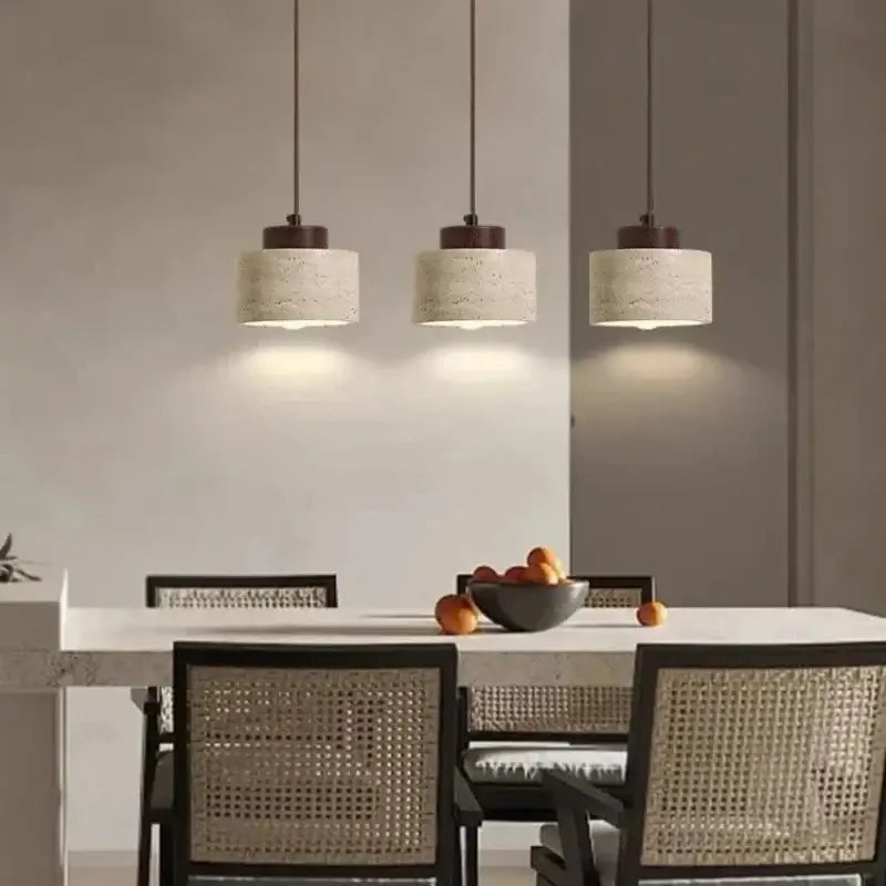 Retro off white stone led pendant – dining room chandelier